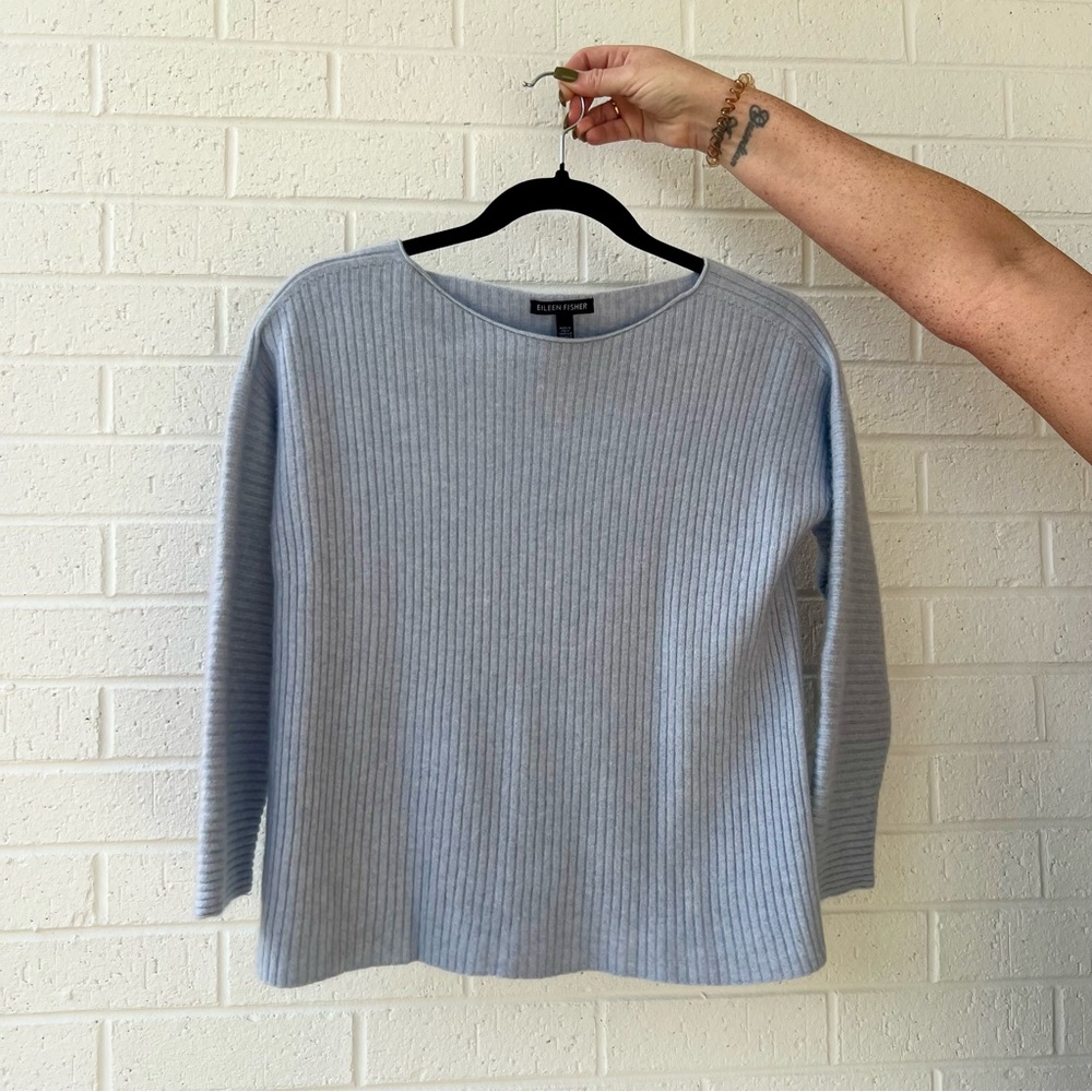 Eileen Fisher Light Gray Crew Neck Sweater